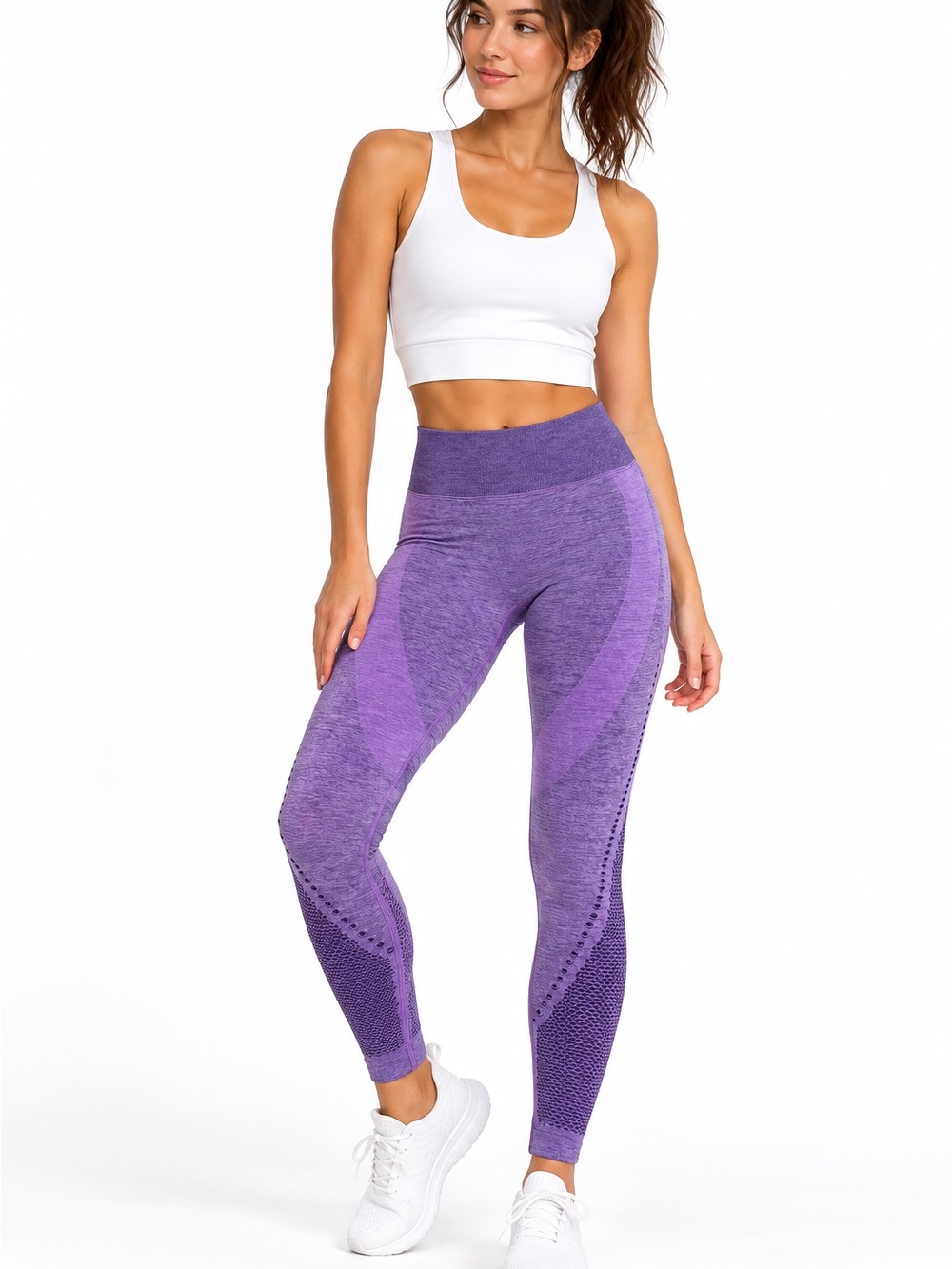 PINK Active Purple Seamless High Waisted Mesh Leggings Size Small
